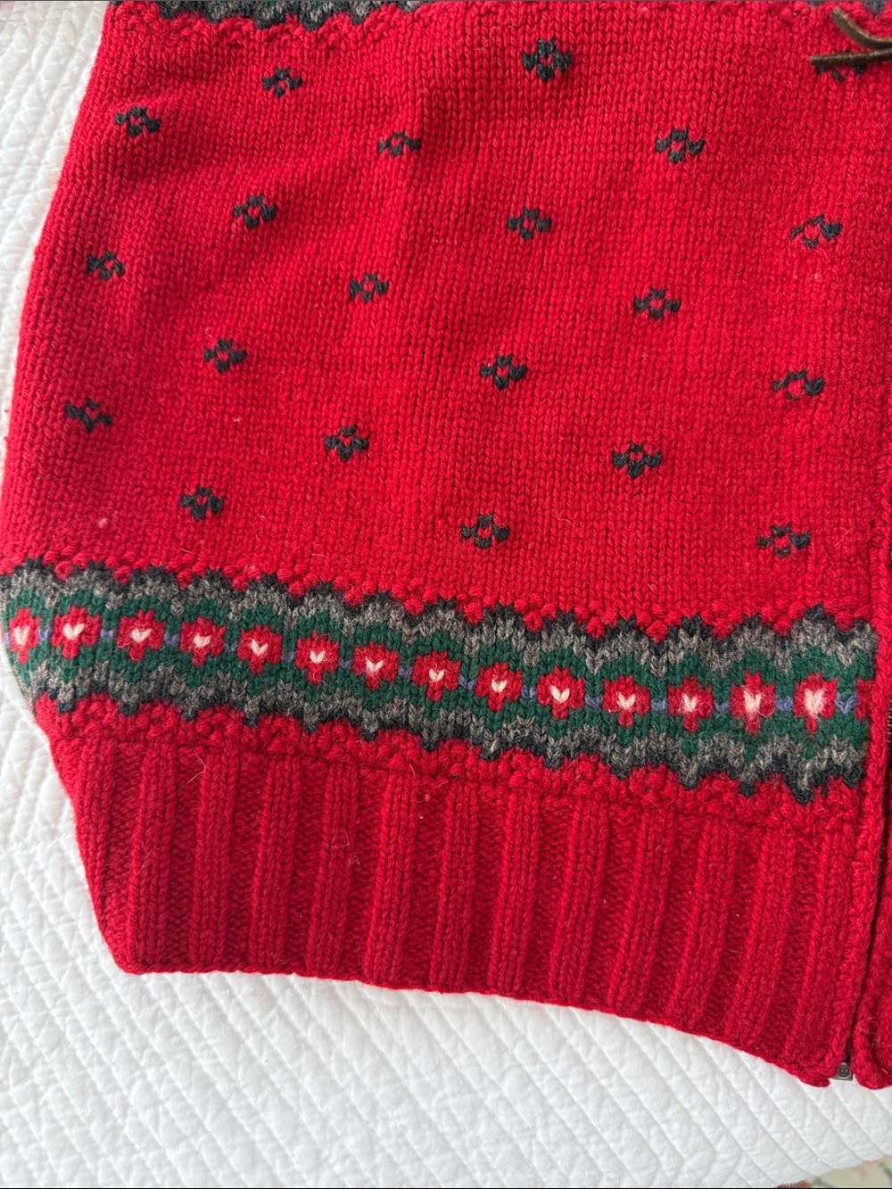 Lauren Ralph Lauren Red Fair Isle Zip Cardigan Sweater - Picture 4 of 7
